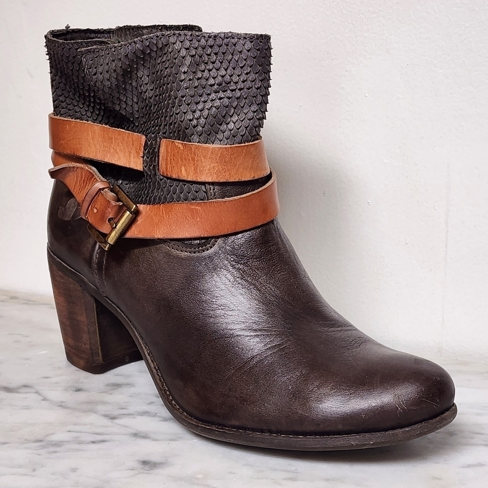 Women's Green & Brown Leather Ankle Boots Size 41 Felmini We Want Felmini Snake